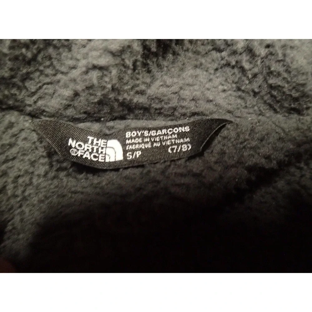 The North Face DryVent Jacket Boys 7/8 Grey Red Good Hooded Fleece‎ Lined Zip